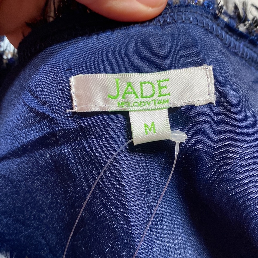 NWT Jade navy weave, frayed shift dress - Picture 6 of 6